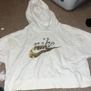 NIKE WHITE CROPPED HOODIE